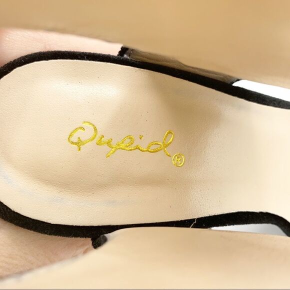 Qupid Women’s Velvet Wide Strap Chunky Heel Sandals in Black Sz 7 - Picture 8 of 15